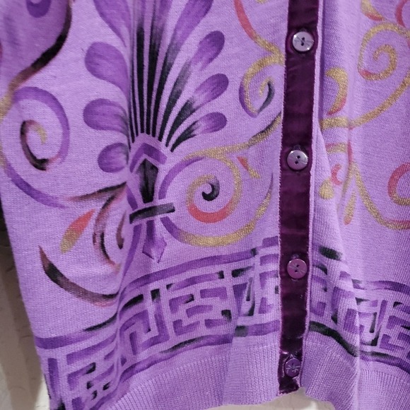 Hearts Of Palm Cardigan Womens Size Large Purple Button Up Sweater Soft Y2K - Picture 4 of 9